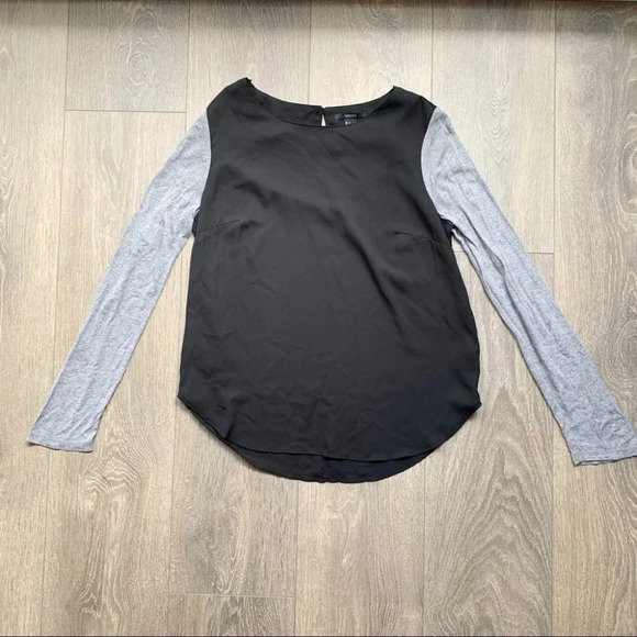 Forever 21 Women's Baseball Top Long Sleeve Sheer Black Grey Size Small - Picture 10 of 13